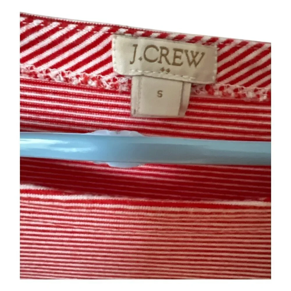 J. Crew Women's Red Orange White Stripe Boat Neck Bell Sleeves Top Size Small